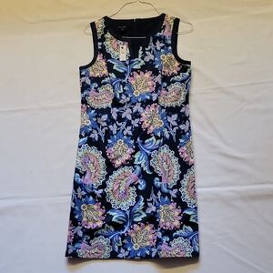 Talbots Navy and Pink Floral Cotton Mini Dress